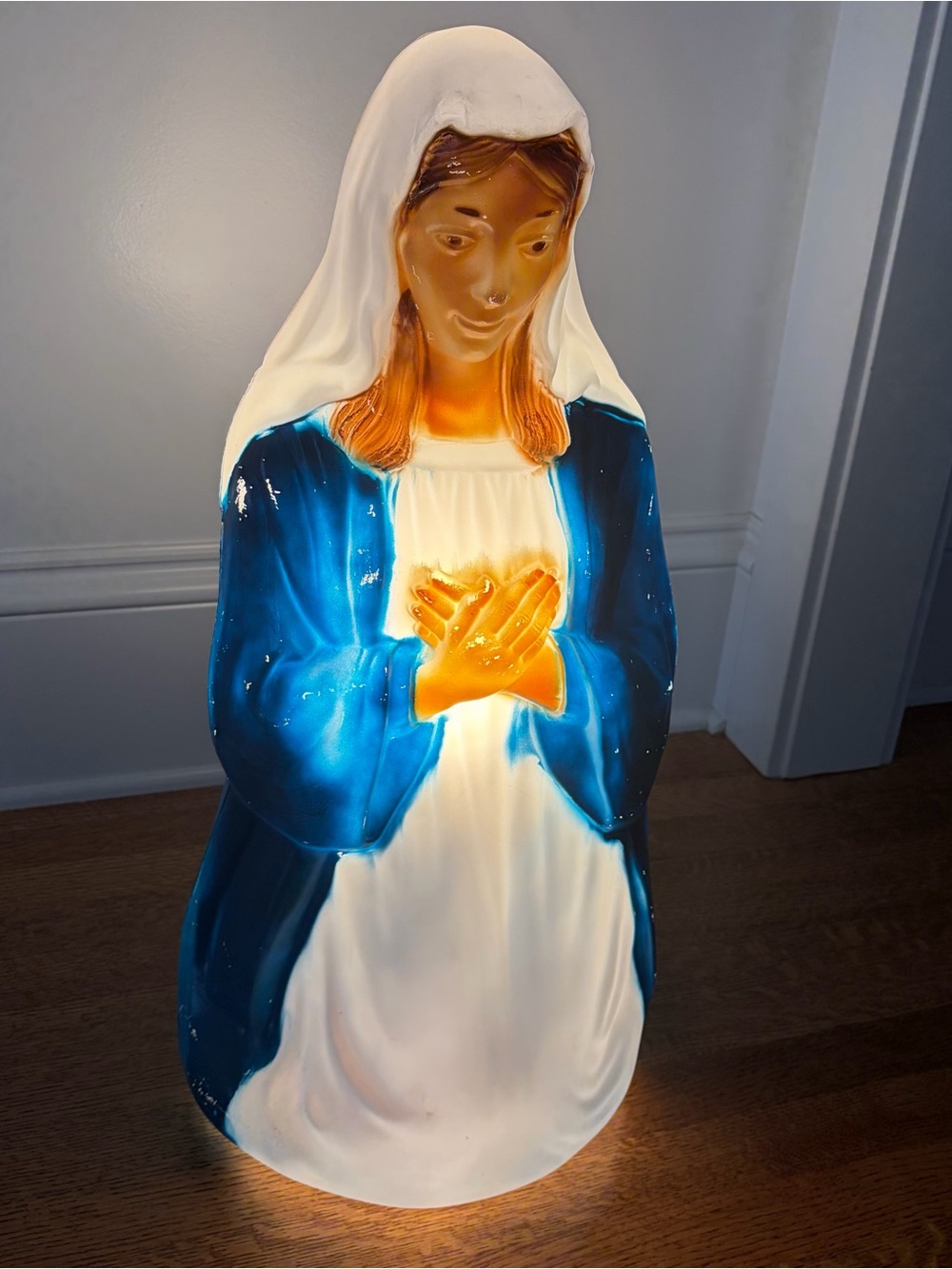 Vintage Mary Blow Mold w/ Light General Foam Plastics Nativity Christmas Retro